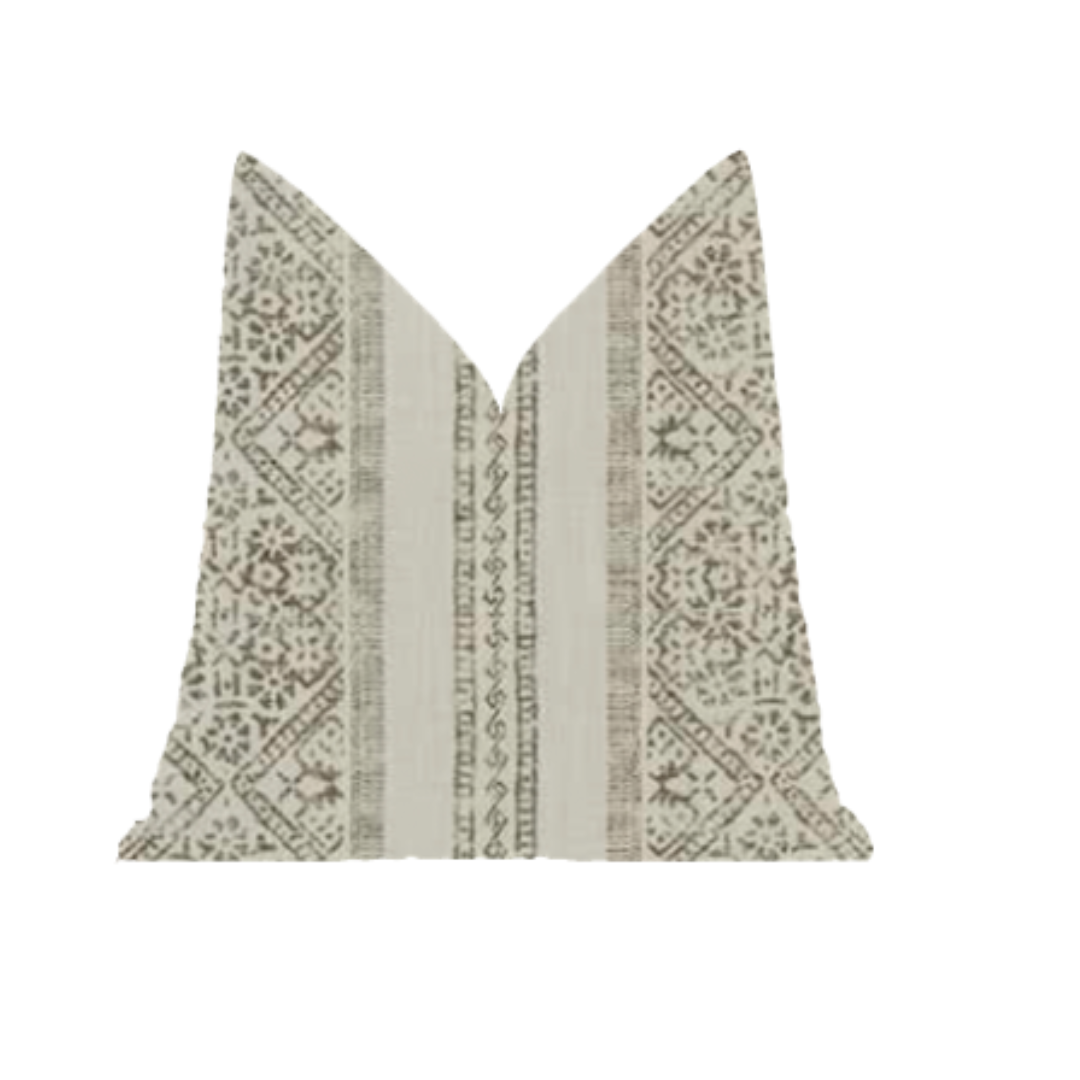 Beige IKAT with Stripes Throw Pillow