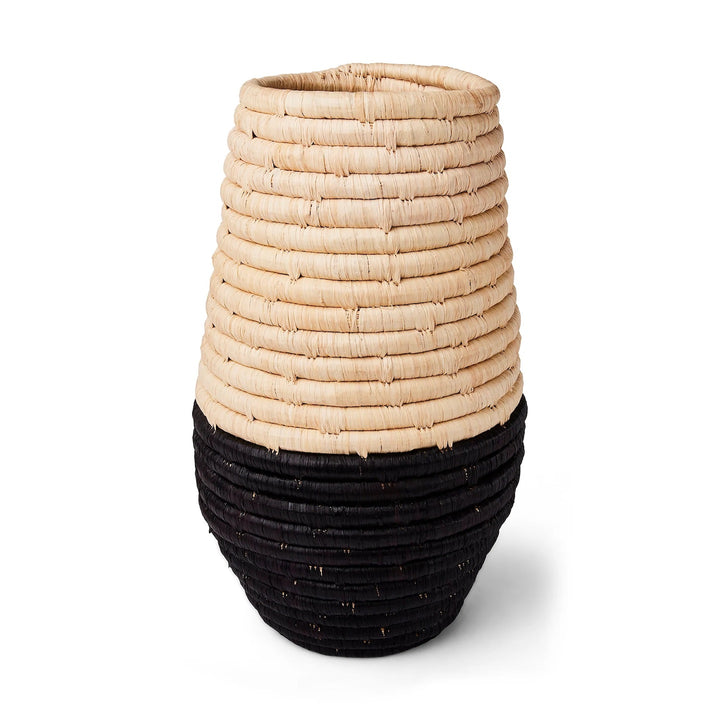 Dipped Black + Natural Raffia Vase