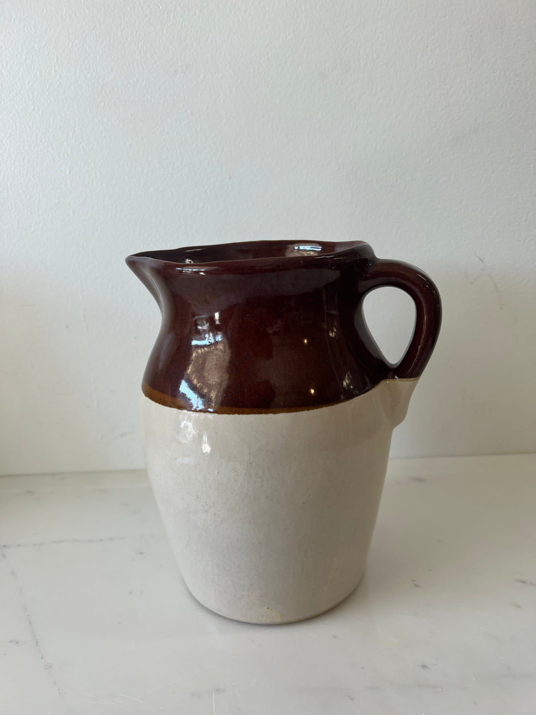 Vintage Two-Tone Pottery Pitcher