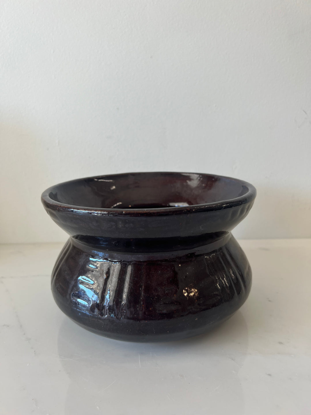 Vintage Brown Stoneware Cuspidor
