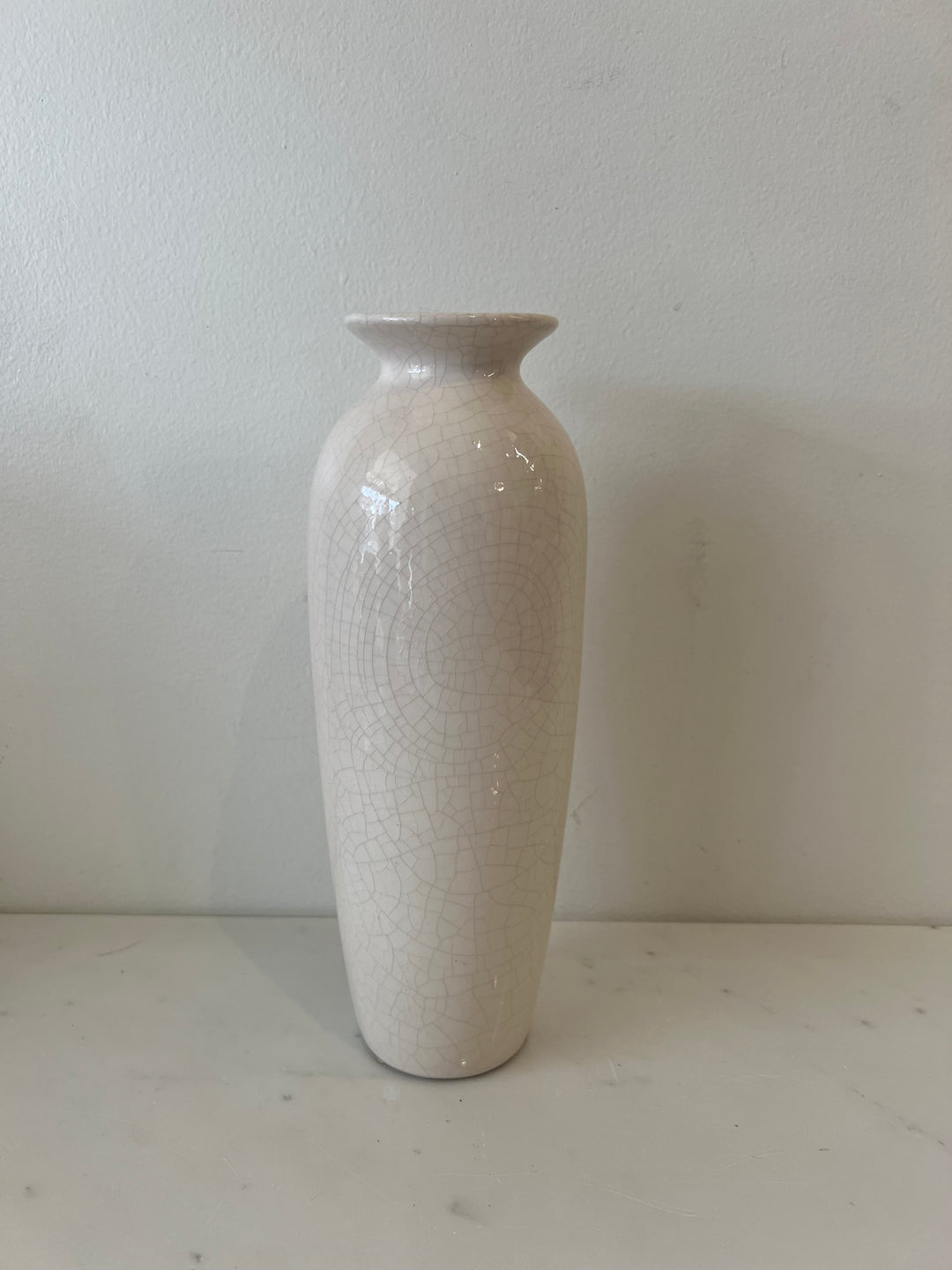 Tall Fluted Crackle Vase