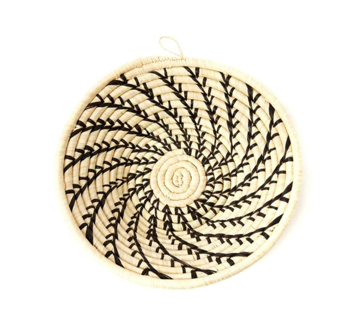 Cream Coiled Sata Baskets with Black Swirls