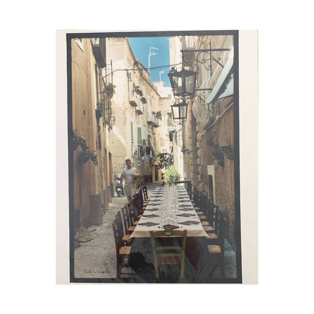 Tropea, Calabria Dinner, Film Photography by Bill Wierzalis