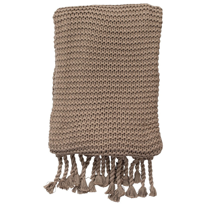 Stone Organic Cotton Comfy Knit Throw