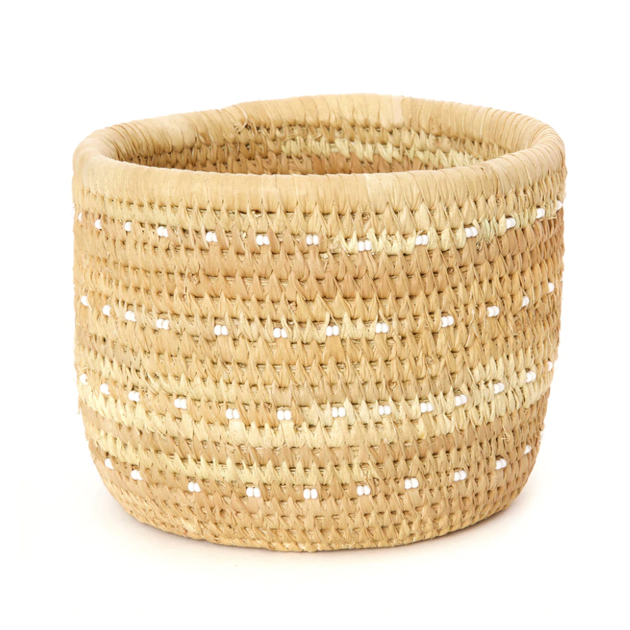 Nomadic Camel Milking Baskets with White Beaded Dots