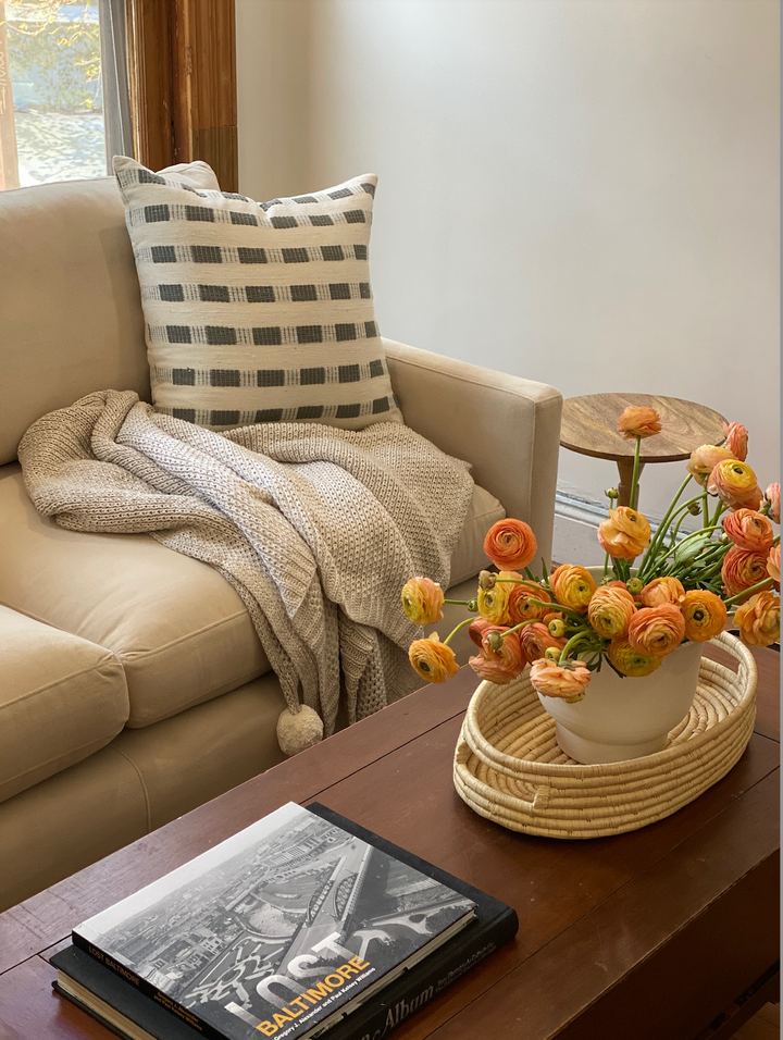 Organic Cotton Ombre Knit Throw Blanket - Mist