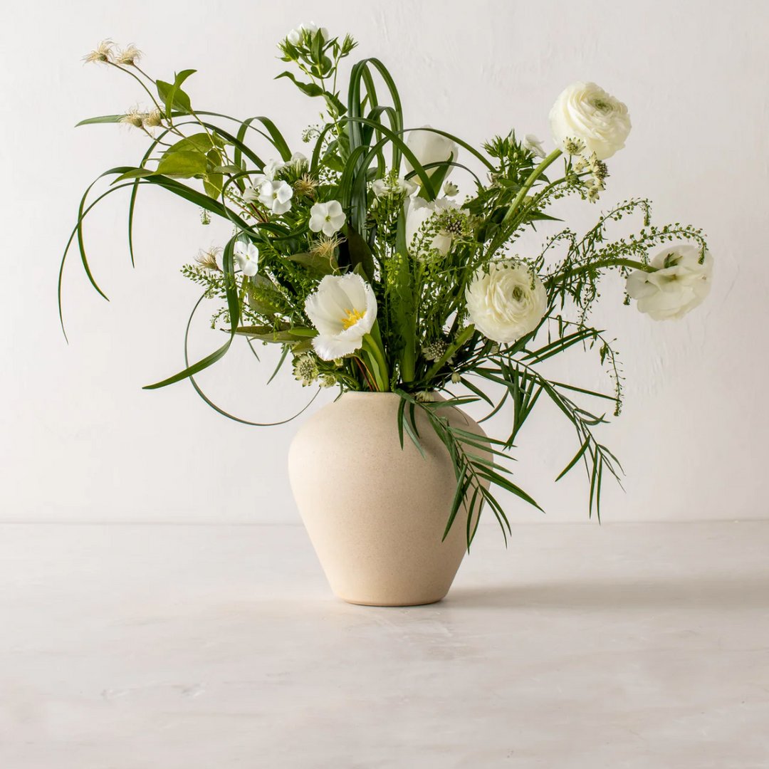 Rounded Raw Stoneware Vase