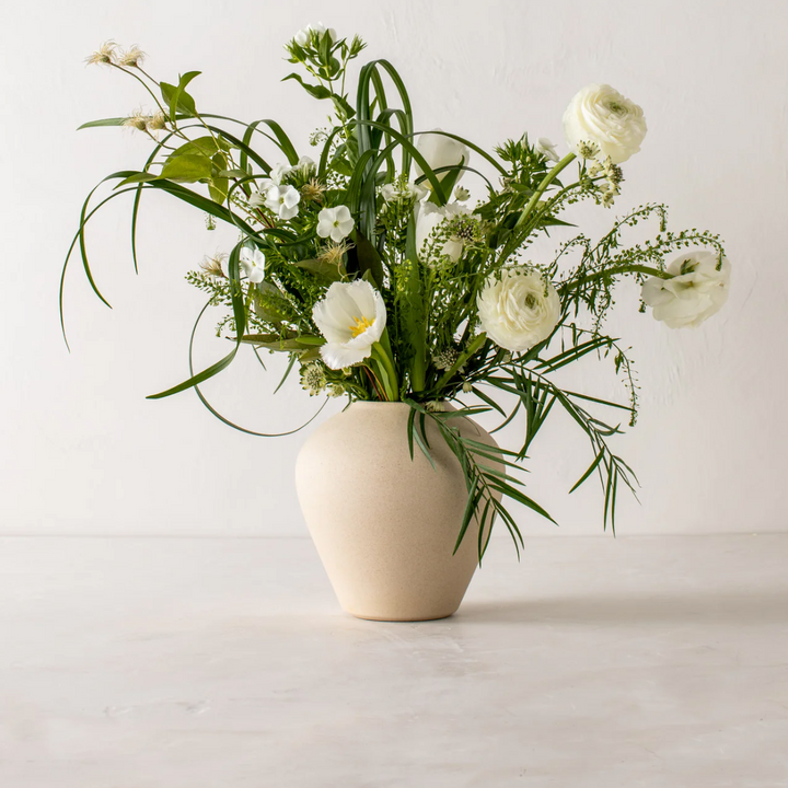 Rounded Raw Stoneware Vase