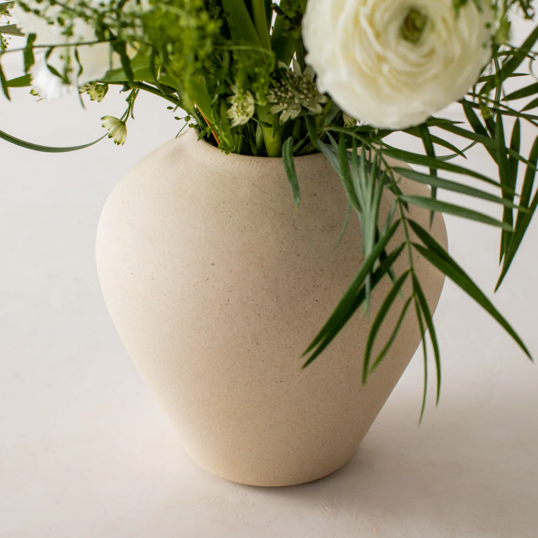 Rounded Raw Stoneware Vase