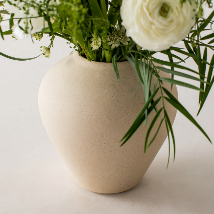 Rounded Raw Stoneware Vase
