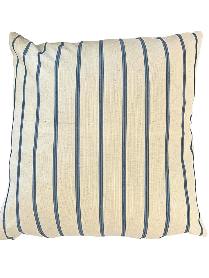 Blue + Taupe Threaded Pillow