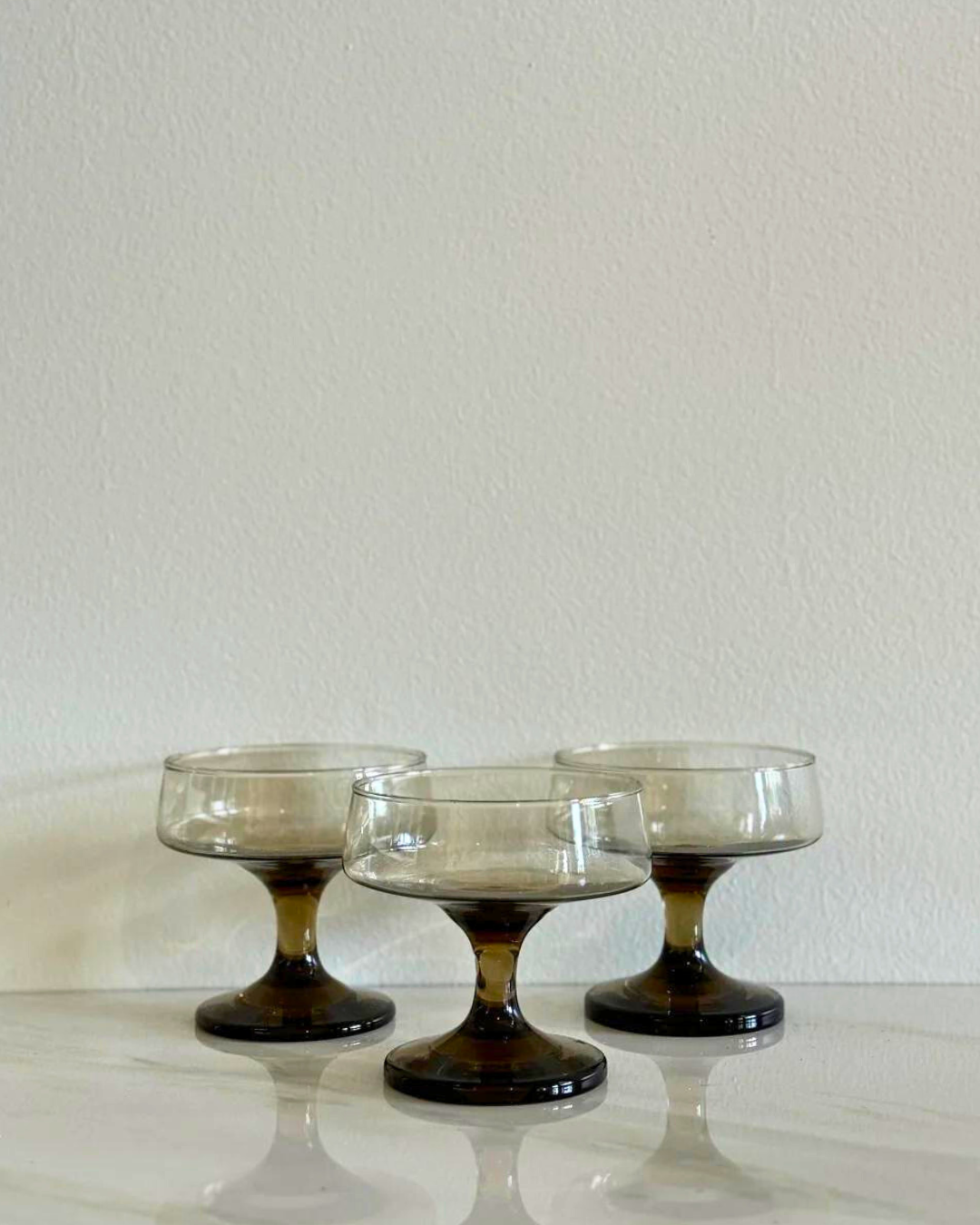 1970s Vintage Smoky Glasses- Set of 6