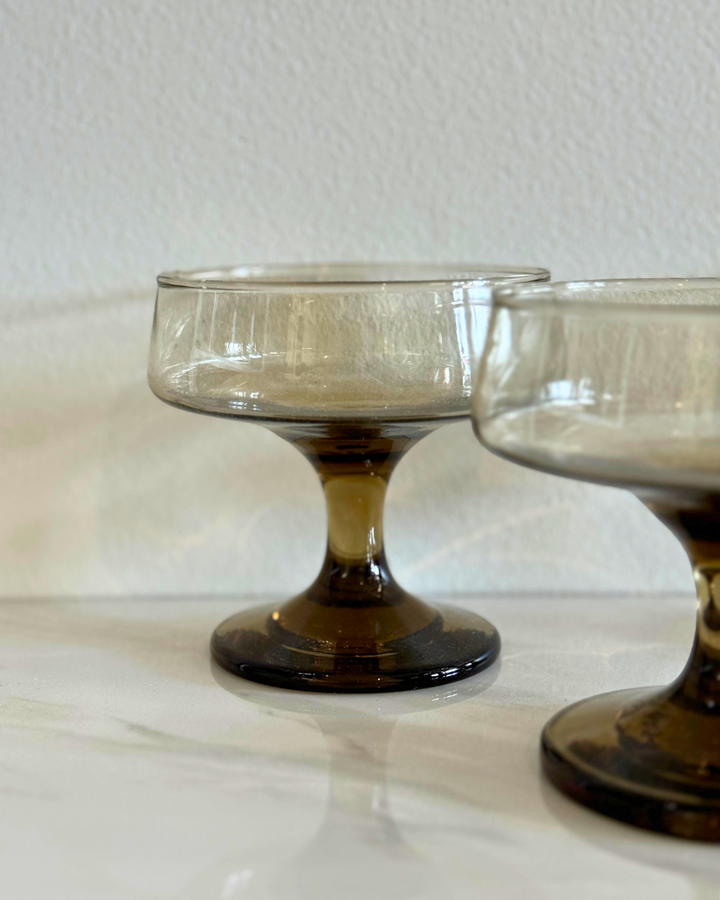 1970s Vintage Smoky Glasses- Set of 6
