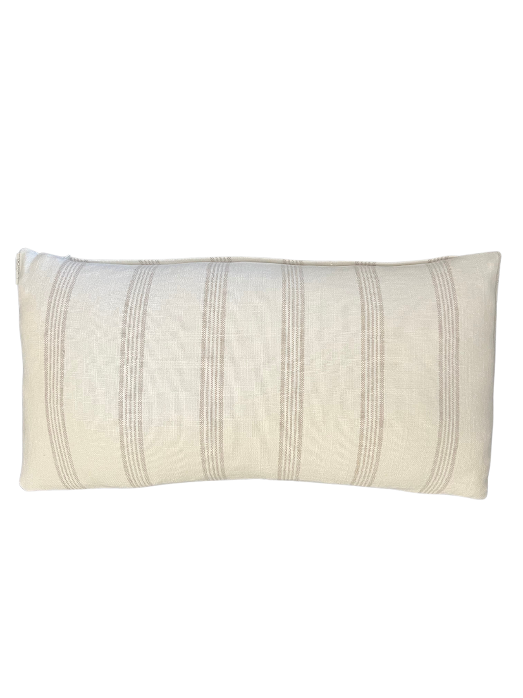 White and Beige Pinstripes Lumbar Pillow