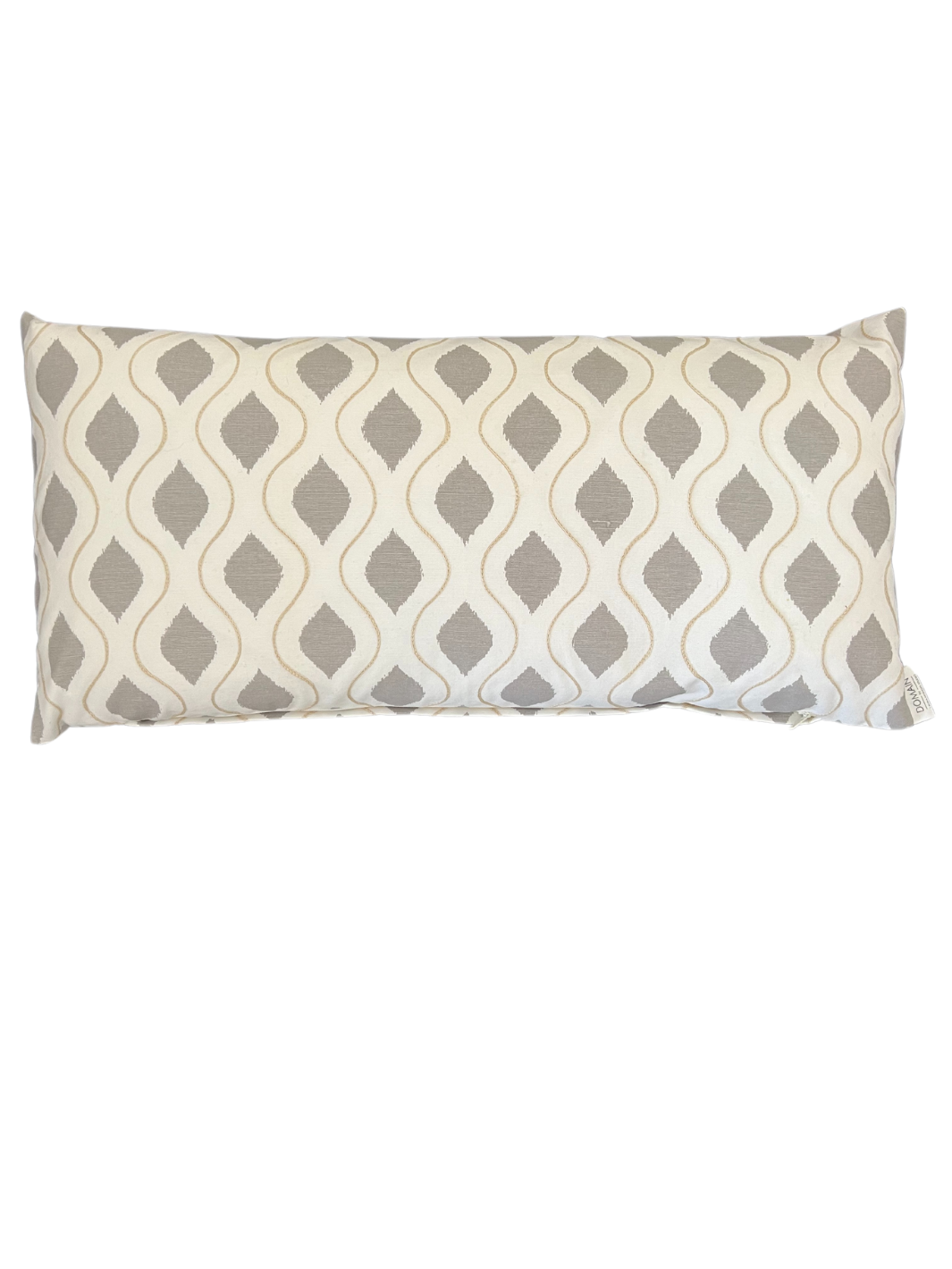 White and Brown Medallion Lumbar Pillow