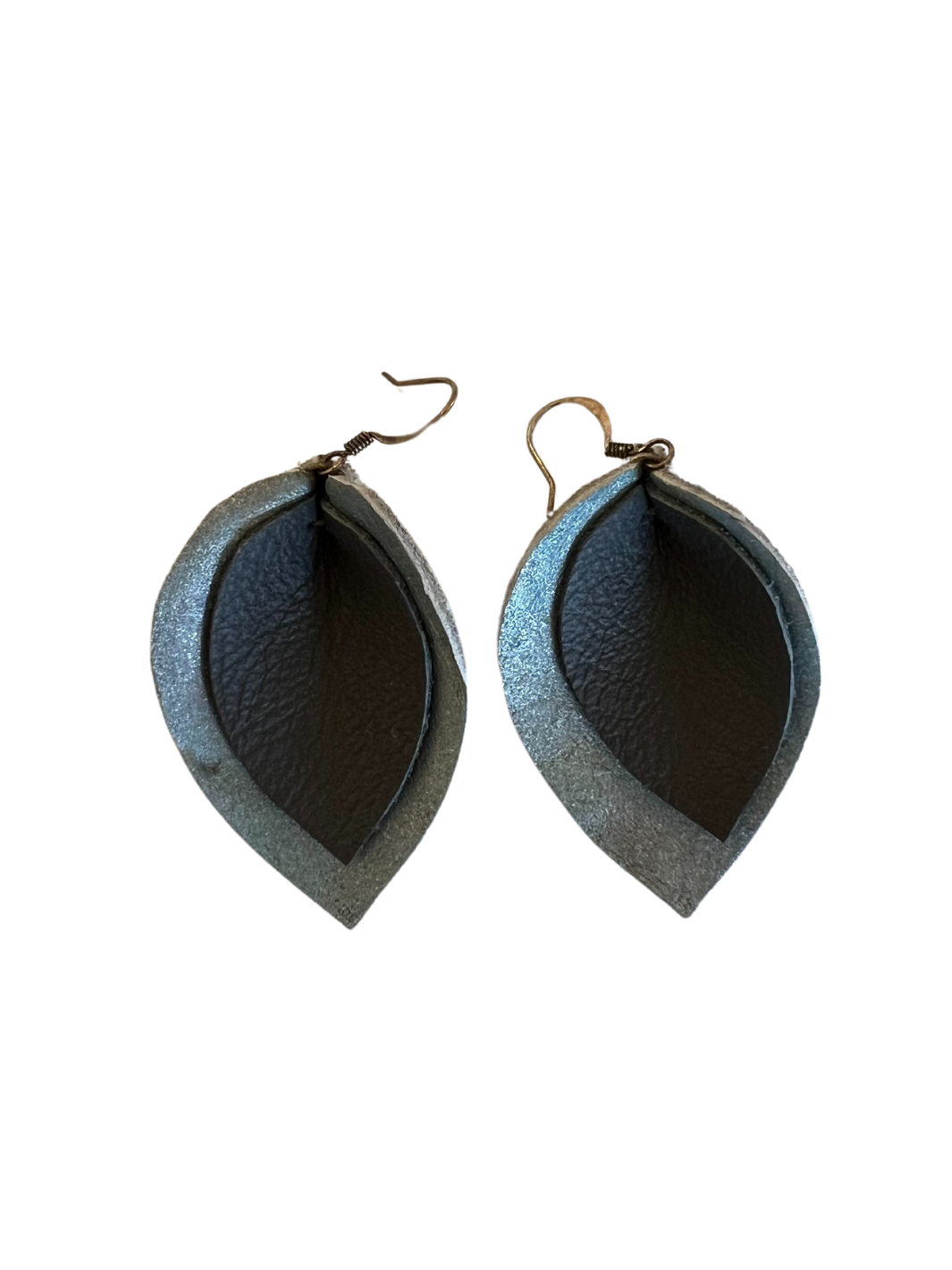 Custom Cognac Leather Earrings by Lenehan Studios