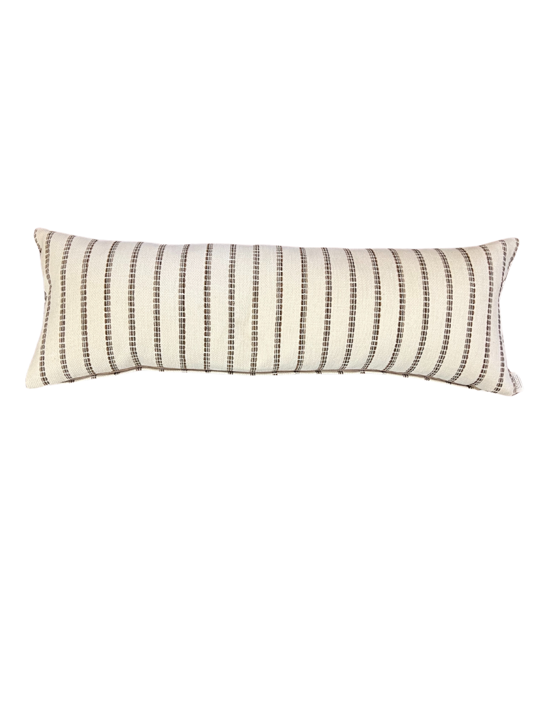 Ivory and Brown Striped Woven Lumbar Pillow