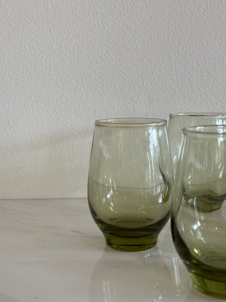 Vintage Green Juice Glasses- Set of Four