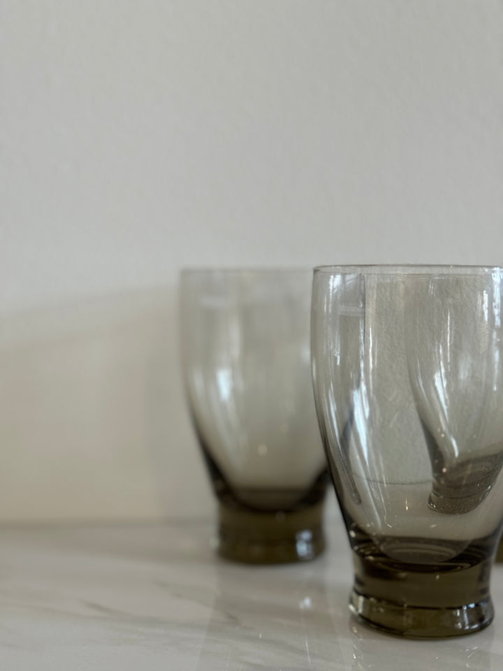 Vintage Smoky Glasses- Set of 6