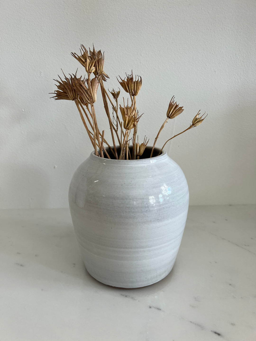 Ceramic Glazed White Decor Vase by Krystal Osman Designs