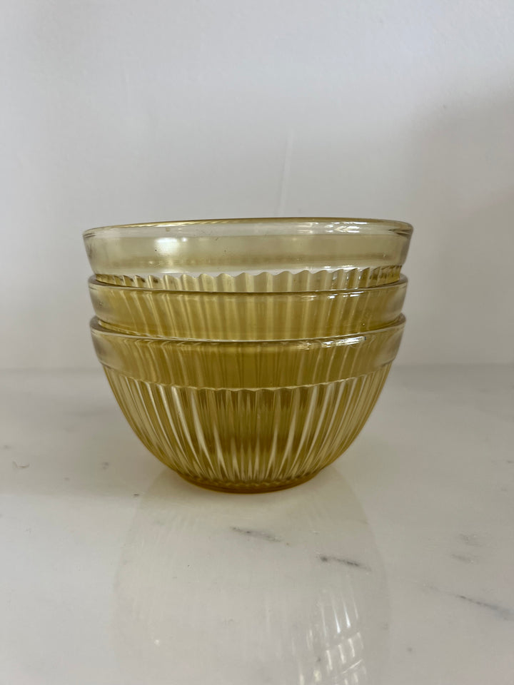 Yellow Glass Bowl- Set of Three