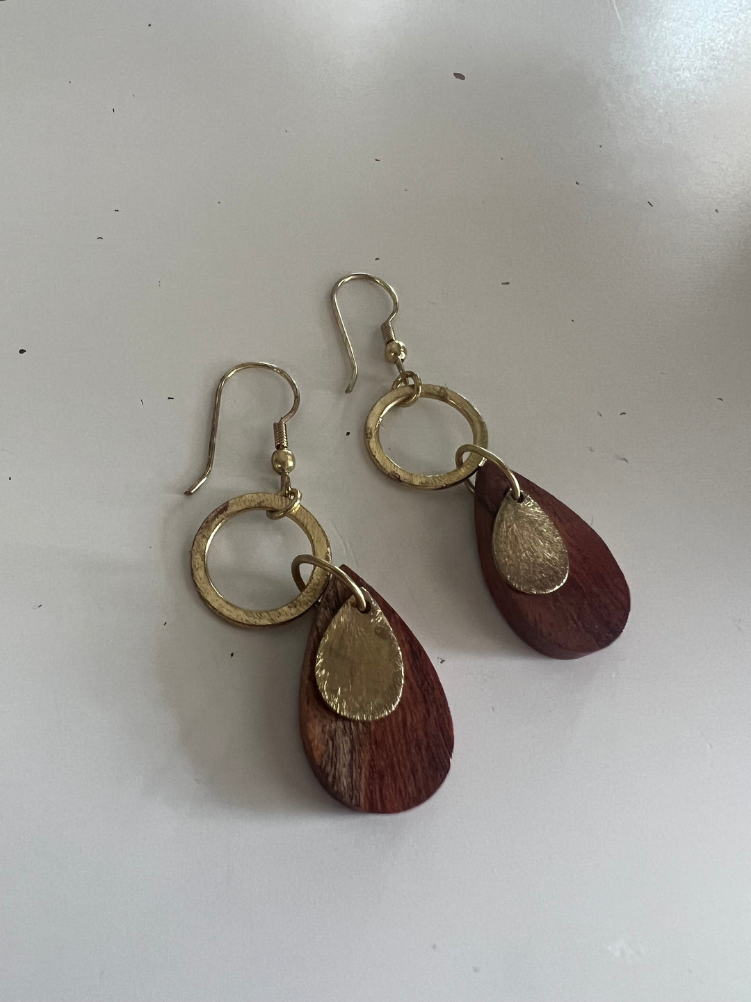 Wooden Teardrop Dangle Earrings