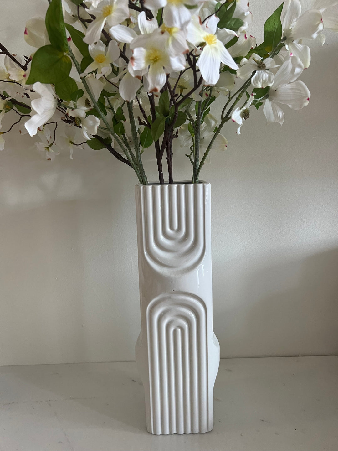 Tall White Art Deco Vase