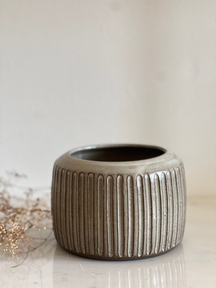 Short Ceramic Fluted Vase by Krystal Osman Designs