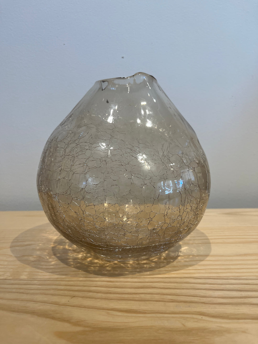 9" Smoky Crackle Glass Vase
