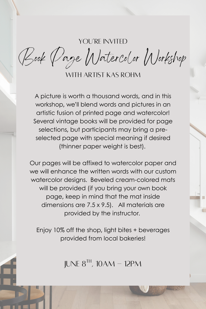 "Book Page" Watercolor Workshop with Artist Kas Rohm