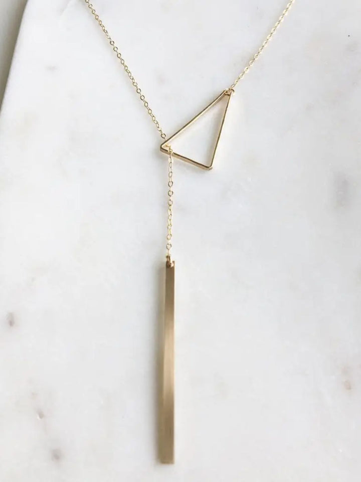 Triangle Lariat Necklace in Sterling Silver