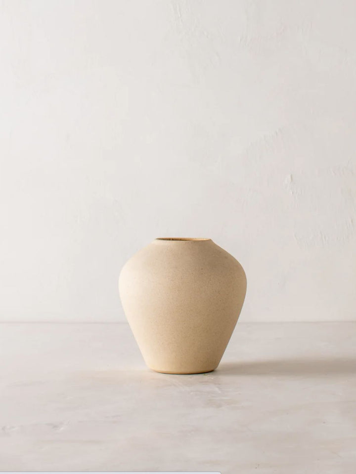 Rounded Raw Stoneware Vase