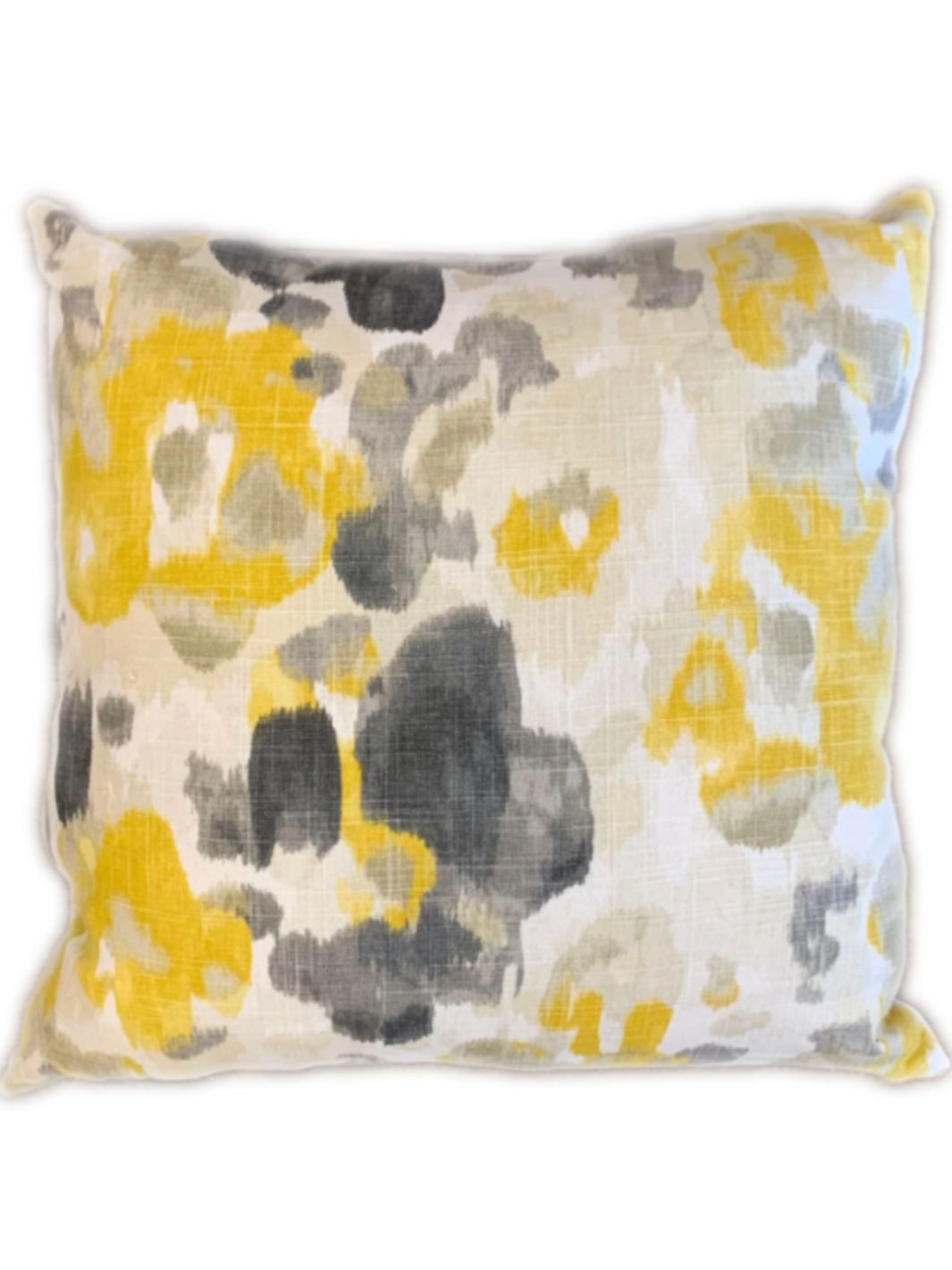 Yellow + Gray Abstract Watercolor Pillow