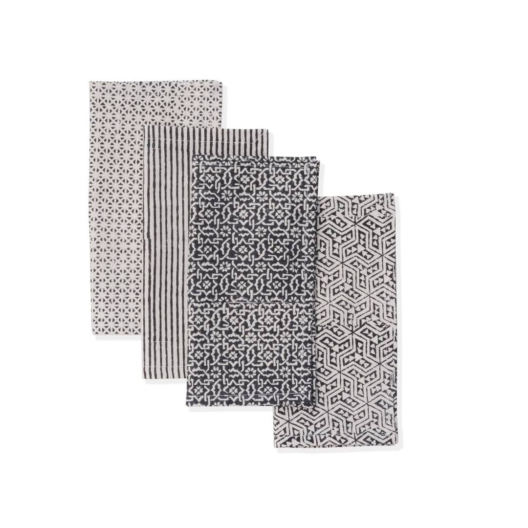 Cotton Napkins | Hand Block Printed | Black Forest | Set of 4