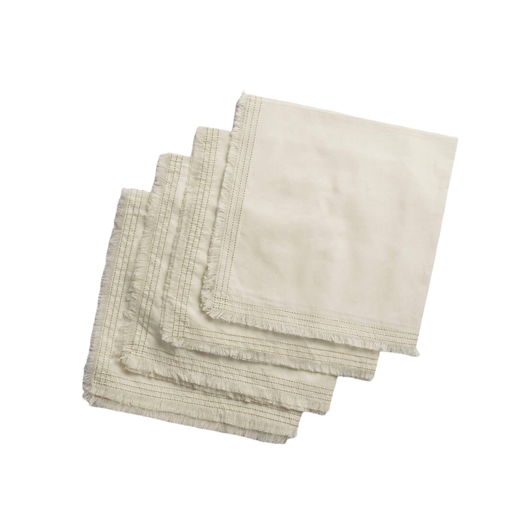 100 % Organic Cotton Napkins With Triple Edge Stitching, Set of 4