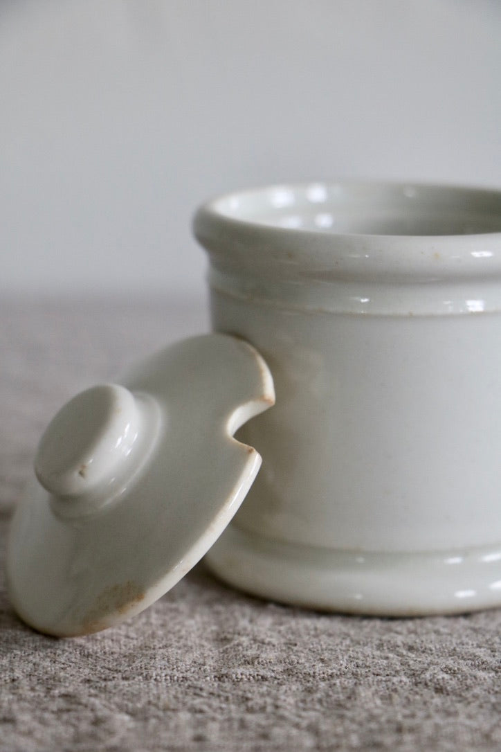 Vintage Small White Ceramic Jar with Lid