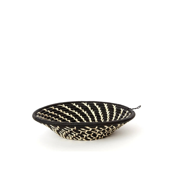 Black Coiled Sata Baskets with Cream Swirls