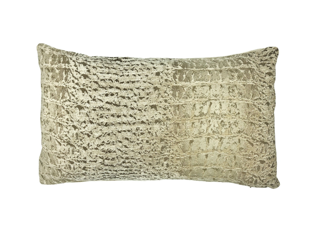 Beige Abstract Velvet Lumbar Pillow