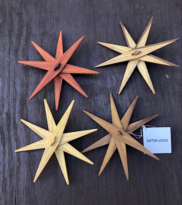 Wooden Foldable Star Ornament in Light or Dark