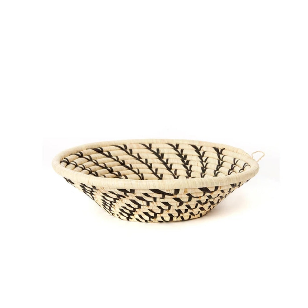 Cream Coiled Sata Baskets with Black Swirls