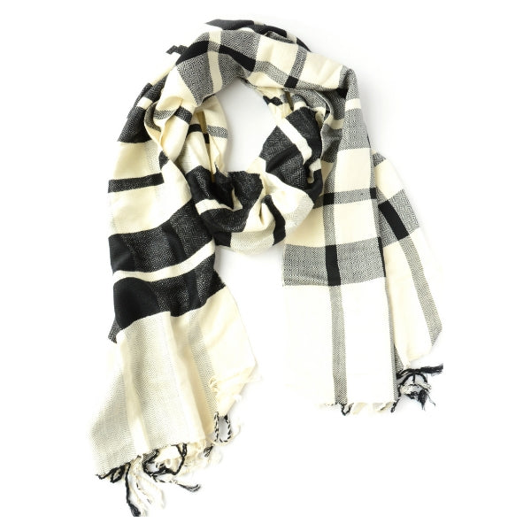 Checkered Scarf, Black and White