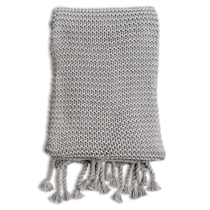 Gray Organic Cotton Comfy Knit Throw