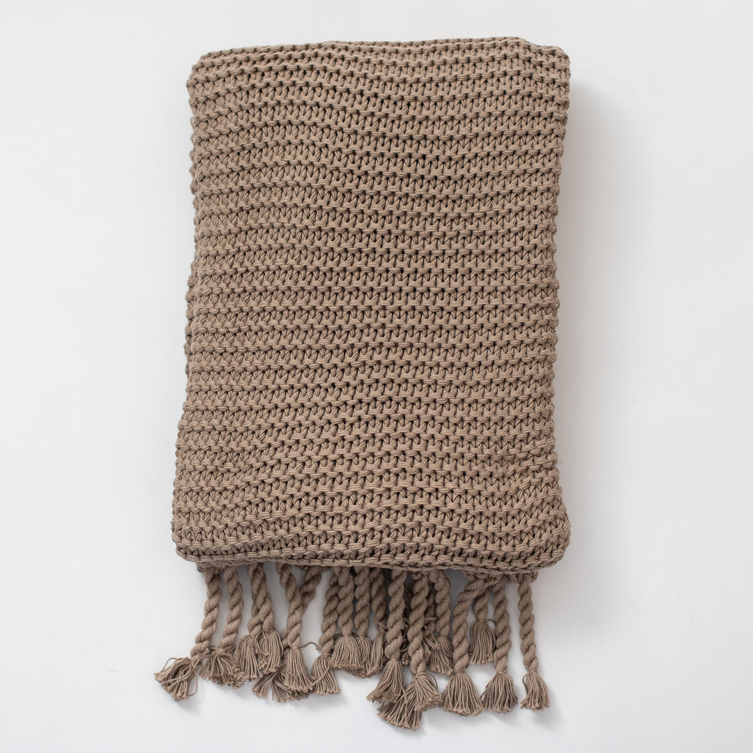 Stone Organic Cotton Comfy Knit Throw