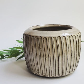 Short Ceramic Fluted Vase by Krystal Osman Designs