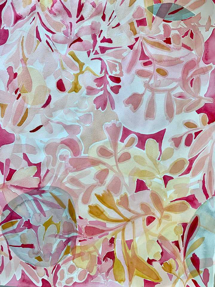Large Pink + Yellow Stems by Juliana Weidemann