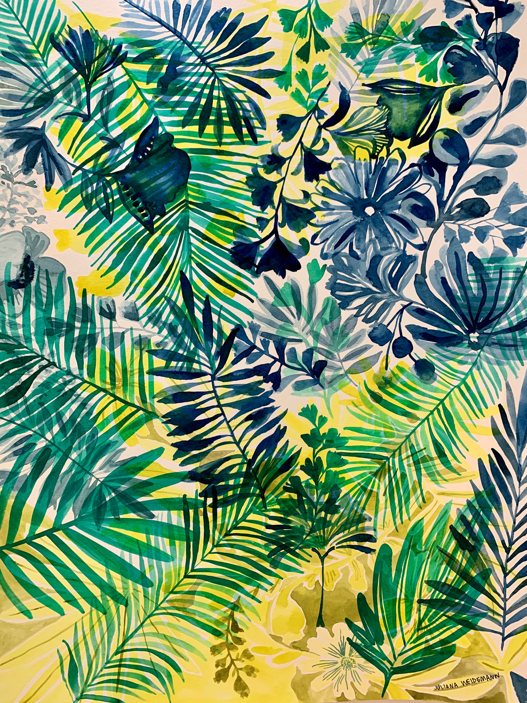 Blue + Green Fronds by Juliana Weidemann