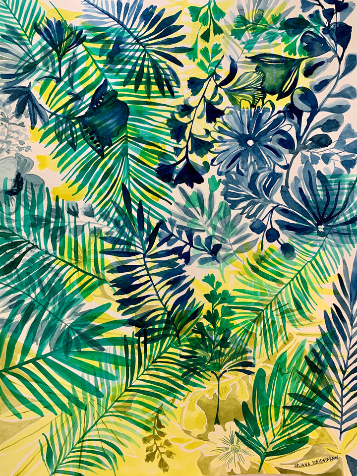 Blue + Green Fronds by Juliana Weidemann