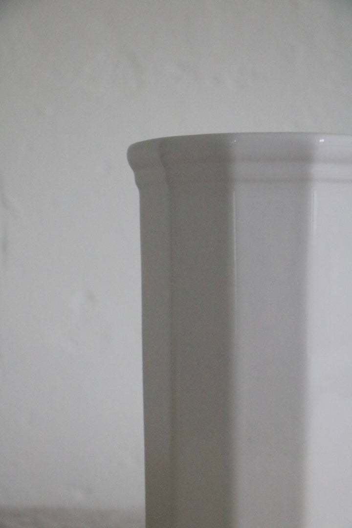 Vintage Ridged White Ceramic Vase