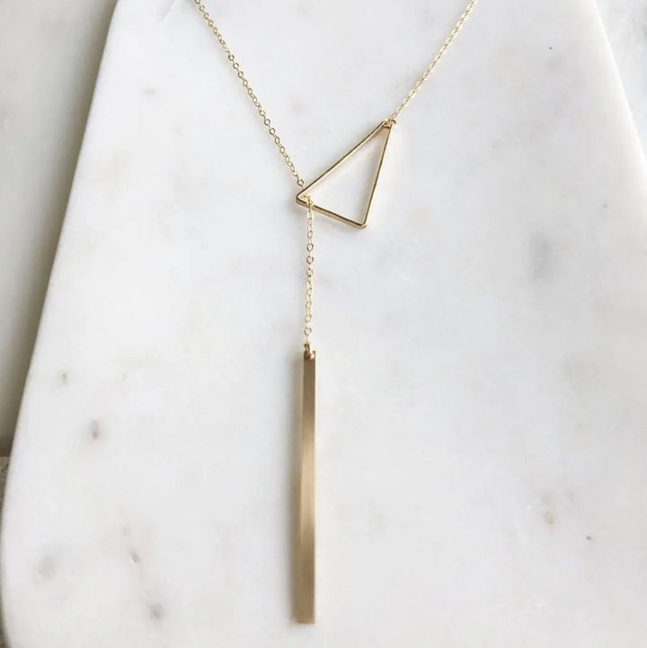 Triangle Lariat Necklace in Sterling Silver