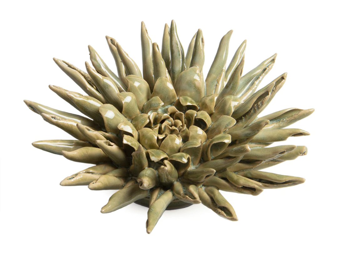 Large Green Succulent Ceramic Flower